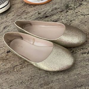 Gold glittery flats